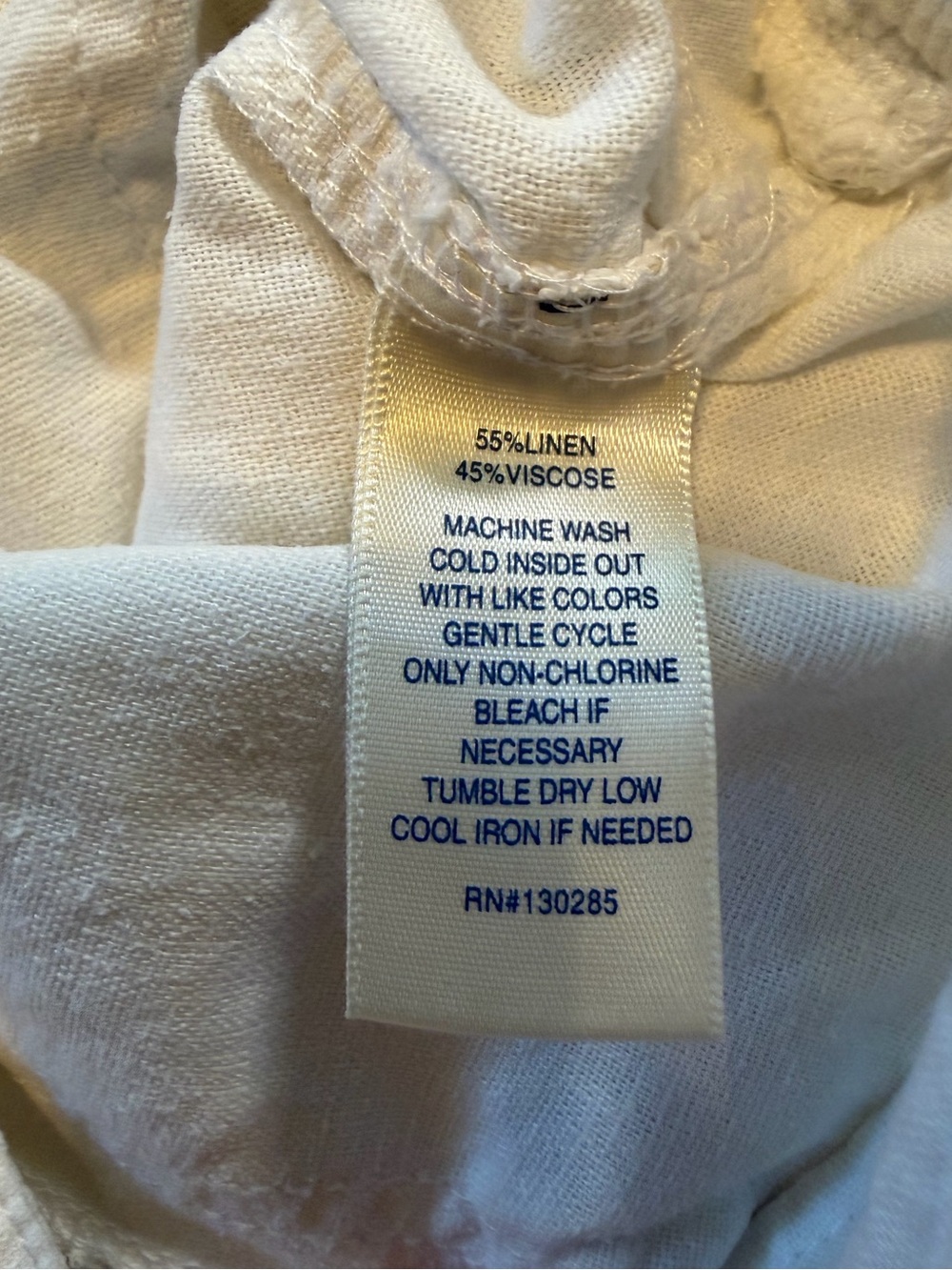 Per Se White Linen Blend Drawstring Straight Leg Pants Small Coastal Minimalist - Picture 7 of 7